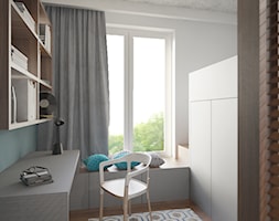 SZARA przestrzeń - Mała biała szara z biurkiem sypialnia, styl nowoczesny - zdjęcie od 2xKO Studio - Homebook