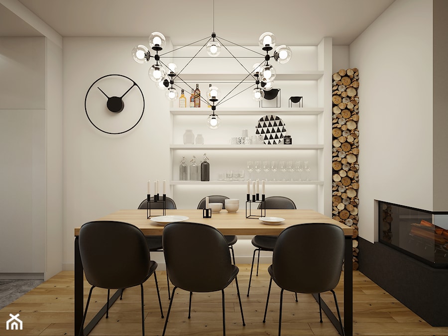 CIEPŁA biel - Średnia beżowa biała jadalnia jako osobne pomieszczenie, styl nowoczesny - zdjęcie od 2xKO Studio