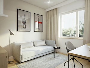 BIEL i piasek - Średnie w osobnym pomieszczeniu z sofą szare biuro, styl nowoczesny - zdjęcie od 2xKO Studio