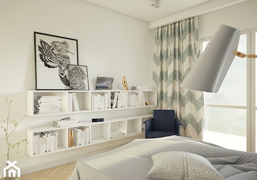 RETRO navy blue - Średnia szara sypialnia z balkonem / tarasem, styl vintage - zdjęcie od 2xKO Studio