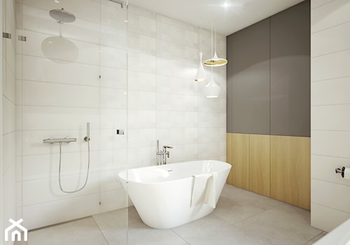 BIEL i piasek - Średnia na poddaszu bez okna łazienka, styl nowoczesny - zdjęcie od 2xKO Studio