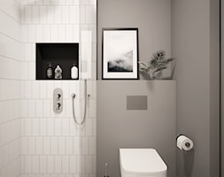 SKANDYNAWSKA kawalerka - Mała na poddaszu bez okna łazienka, styl skandynawski - zdjęcie od 2xKO Studio - Homebook