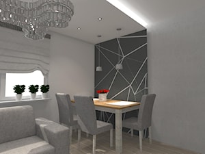Mały biały szary salon z jadalnią, styl nowoczesny - zdjęcie od MK projekt meble