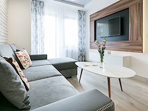 Aranżacja apartamentu w Zakopanem - Relax Lux - Mały biały salon, styl skandynawski - zdjęcie od Meble ESKA