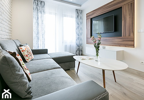 Aranżacja apartamentu w Zakopanem - Relax Lux - Mały biały salon, styl skandynawski - zdjęcie od Meble ESKA