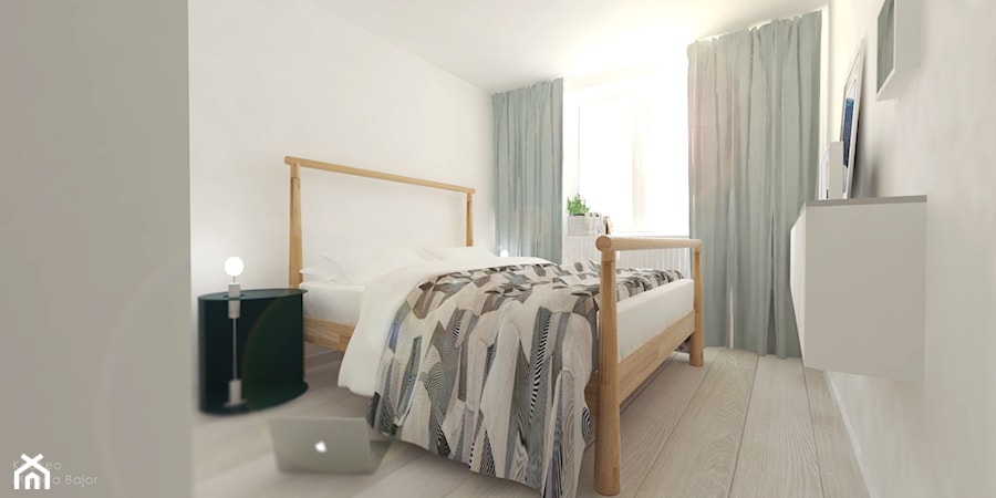 Kawalerka Będzin - Średnia biała sypialnia, styl skandynawski - zdjęcie od Keokeo