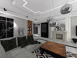 Willa miejska - Duży szary salon, styl glamour - zdjęcie od STUDIO WHITE Architektura Wnętrz