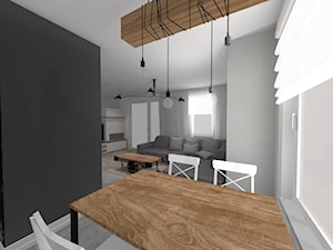 Dom w Jaczowie - Średnia szara jadalnia w salonie, styl industrialny - zdjęcie od STUDIO WHITE Architektura Wnętrz