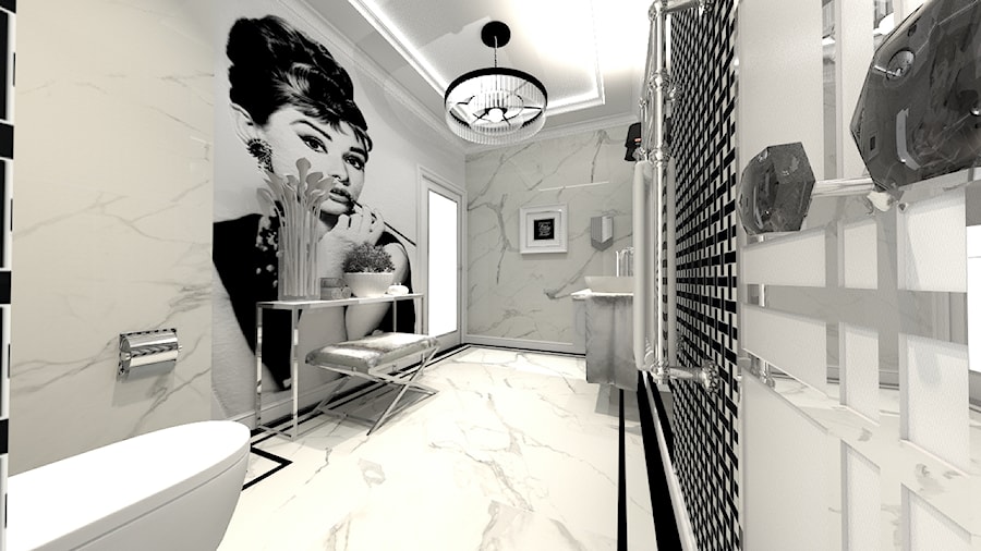 Kompleks kosmetyczny łazienka - Średnia bez okna z marmurową podłogą łazienka, styl glamour - zdjęcie od STUDIO WHITE Architektura Wnętrz