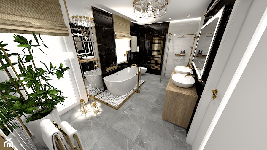 łazienka ze złotem - zdjęcie od STUDIO WHITE Architektura Wnętrz