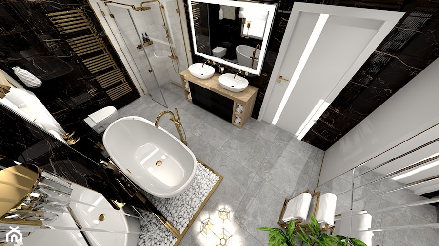 łazienka ze złotem - zdjęcie od STUDIO WHITE Architektura Wnętrz