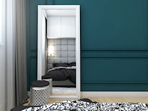 Eleganckie mieszkanie w sercu Krakowa - Duża biała niebieska sypialnia, styl tradycyjny - zdjęcie od art-park sp. z o.o.