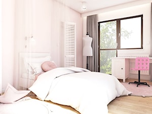 Dom pod Krakowem - styl nowoczesny - Duży biały różowy pokój dziecka dla nastolatka dla dziewczynki, styl skandynawski - zdjęcie od art-park sp. z o.o.