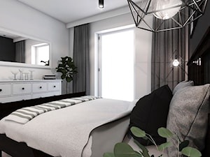 Nowoczesne mieszkanie na krakowskim Płaszowie - Mała biała szara sypialnia, styl skandynawski - zdjęcie od art-park sp. z o.o.