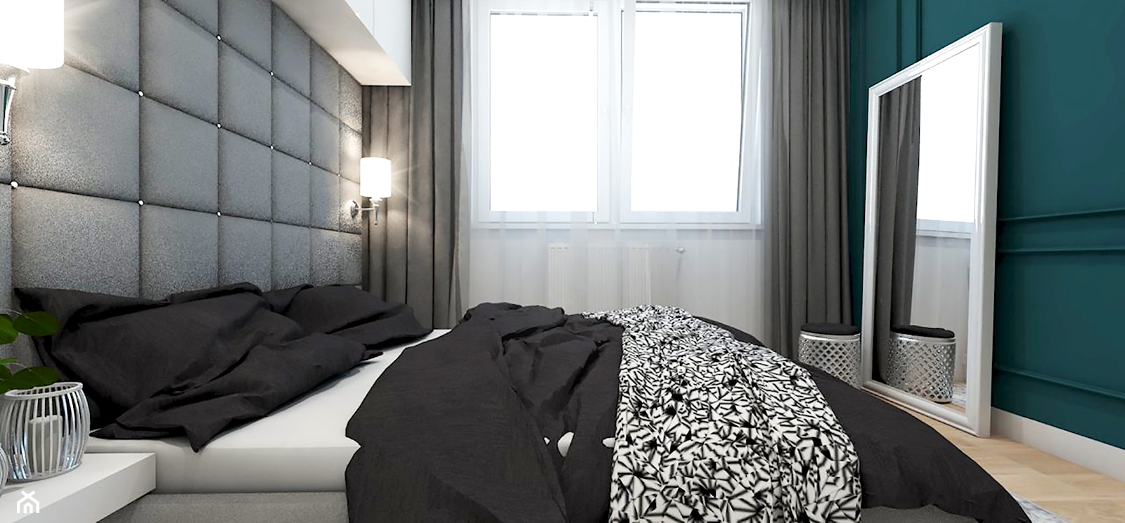 Eleganckie mieszkanie w sercu Krakowa - Mała biała niebieska sypialnia, styl tradycyjny - zdjęcie od art-park sp. z o.o. - Homebook