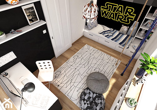 Pokoik dziecięcy - Star Wars - Średni biały czarny pokój dziecka dla nastolatka dla chłopca, styl nowoczesny - zdjęcie od art-park sp. z o.o.