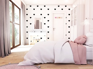Dom pod Krakowem - styl nowoczesny - Duży beżowy biały czarny pokój dziecka dla nastolatka dla dziewczynki, styl skandynawski - zdjęcie od art-park sp. z o.o.
