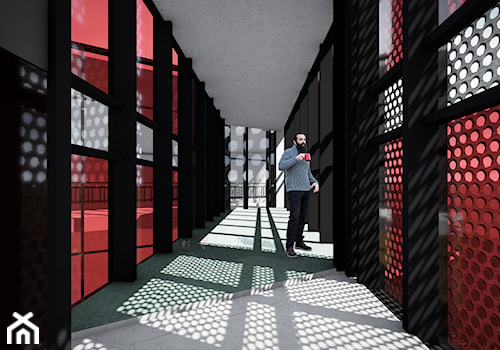 Fabryka toreb - Duży czarny czerwony szary hol / przedpokój, styl nowoczesny - zdjęcie od annalenga