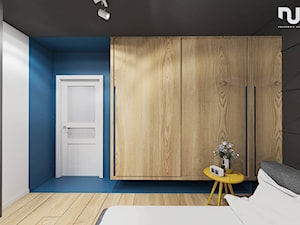 Mieszkanie nowoczesne z kolorem - Średnia biała czarna niebieska sypialnia, styl nowoczesny - zdjęcie od NUUKI