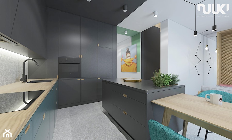 Mieszkanie nowoczesne z kolorem - Kuchnia, styl nowoczesny - zdjęcie od NUUKI
