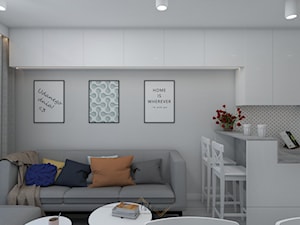 Mieszkanie o powierzchni 38m2 w Warszawie - Mały biały salon z jadalnią, styl nowoczesny - zdjęcie od TUTUDECO Anna Jakimowicz