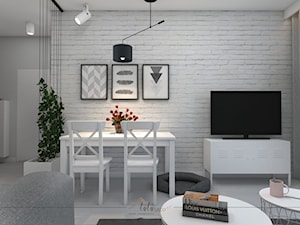 Mieszkanie o powierzchni 38m2 w Warszawie - Mały biały salon z jadalnią, styl nowoczesny - zdjęcie od TUTUDECO Anna Jakimowicz