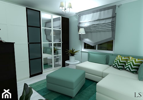 pokój gościnno wypoczynkowy cz 2 - Mały zielony salon, styl glamour - zdjęcie od LS Lempart Studio