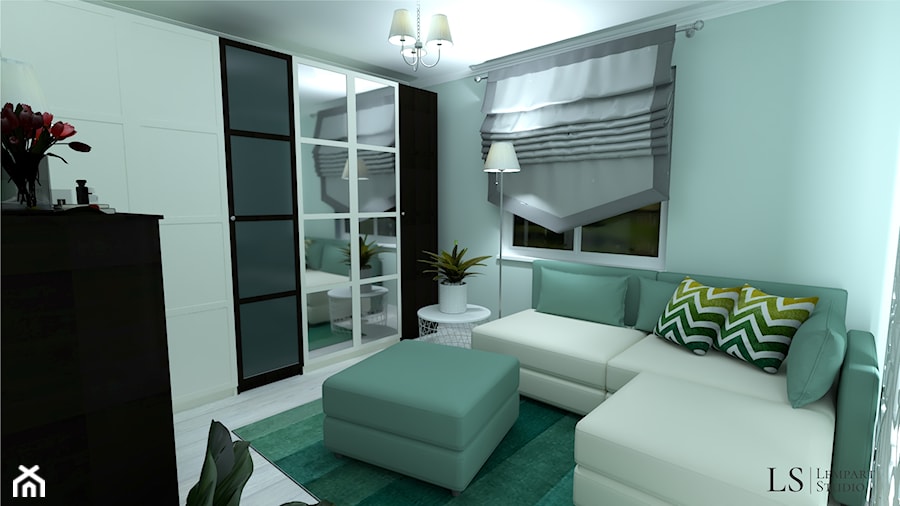 pokój gościnno wypoczynkowy cz 2 - Mały zielony salon, styl glamour - zdjęcie od LS Lempart Studio
