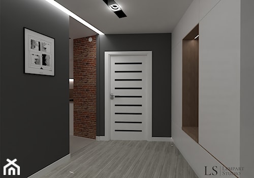 przedpokój - Średni biały brązowy czarny hol / przedpokój, styl nowoczesny - zdjęcie od LS Lempart Studio