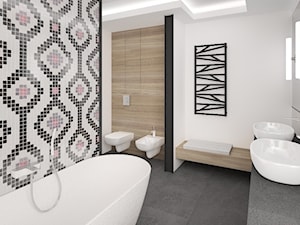 TRICK - Średnia bez okna z lustrem z dwoma umywalkami łazienka, styl nowoczesny - zdjęcie od Instal Projekt