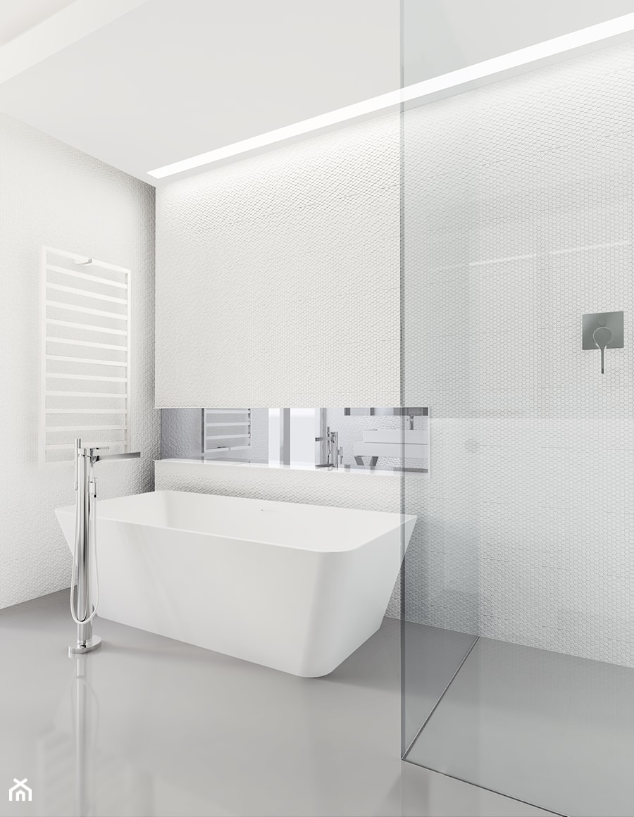 DRADA - Mała na poddaszu bez okna z punktowym oświetleniem łazienka, styl minimalistyczny - zdjęcie od Instal Projekt