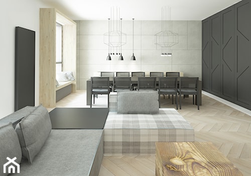 INVENTIO - Duża biała czarna jadalnia w salonie, styl nowoczesny - zdjęcie od Instal Projekt