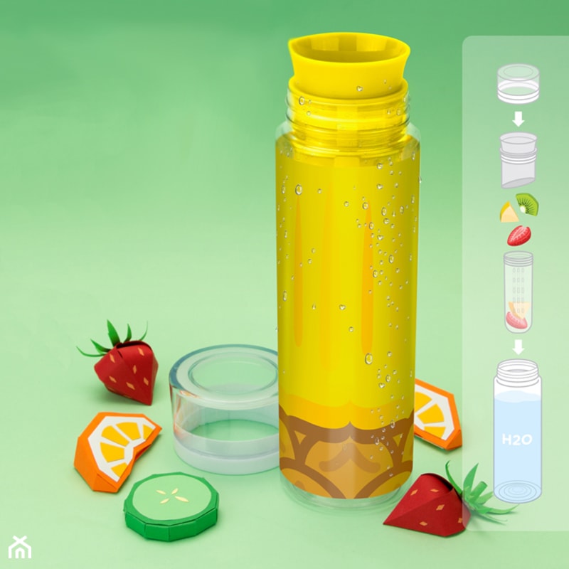 Butelka z pojemnikiem na owoce/lód Froot Infusing Bottle Mustard (ananas) - zdjęcie od Red Donkey - Homebook