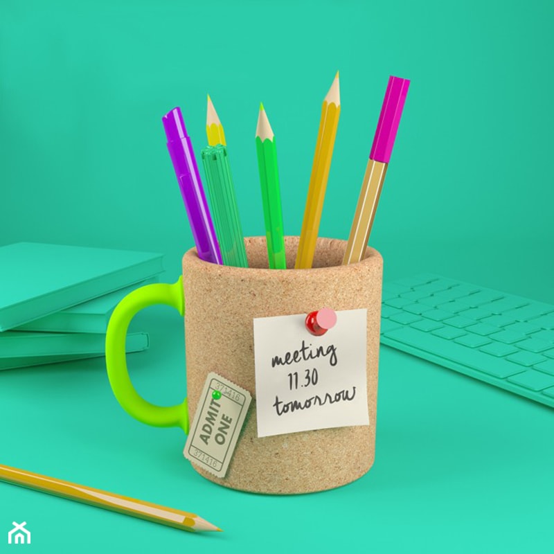 Organizer na biurko Kubek korkowy Memo Mug Mustard - zdjęcie od Red Donkey - Homebook