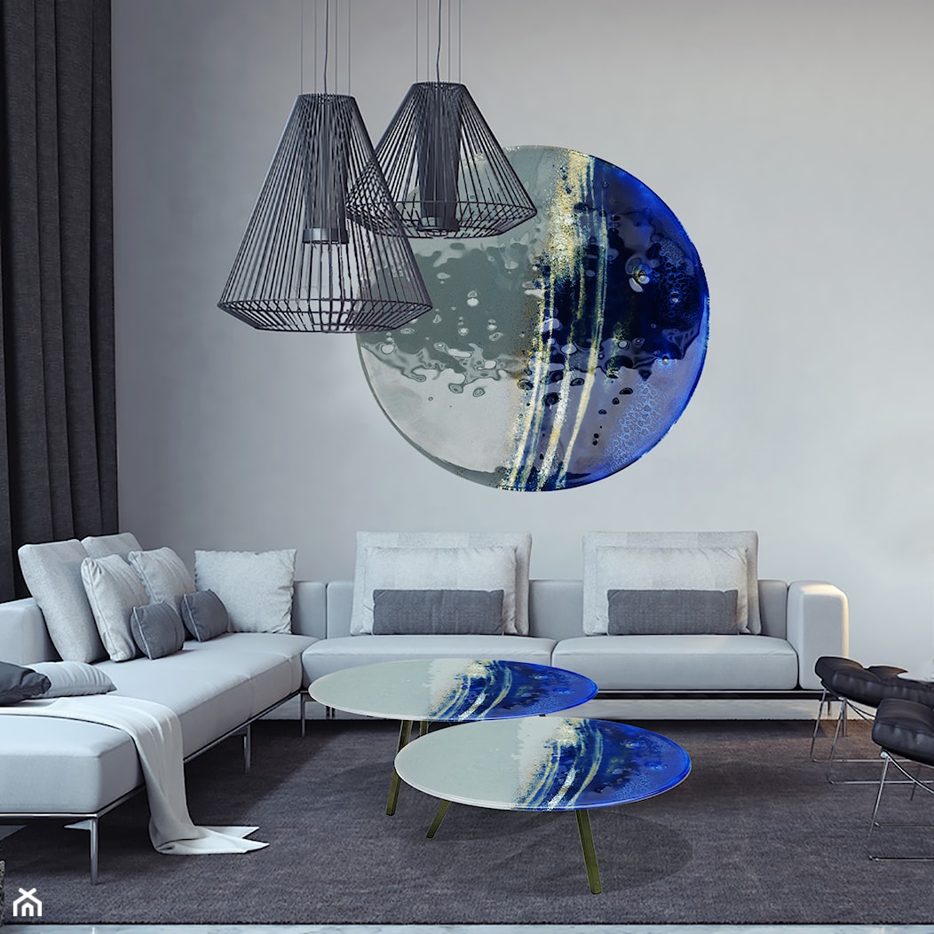 Salon nowoczesny ze szklanymi stolikami - zdjęcie od BaranskaDesign - Homebook