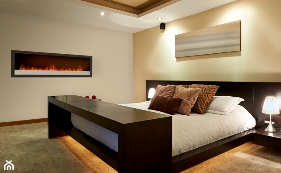Kominki elektryczne - Średnia beżowa biała sypialnia, styl nowoczesny - zdjęcie od Kominki Dimplex - Homebook