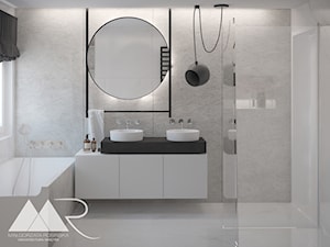 Projekt domu pod Poznaniem - Średnia z dwoma umywalkami łazienka z oknem, styl nowoczesny - zdjęcie od Małgorzata Rosińska