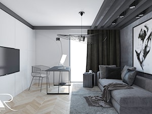 Dom pod Warszawą - Średnie w osobnym pomieszczeniu z sofą szare biuro, styl nowoczesny - zdjęcie od Małgorzata Rosińska