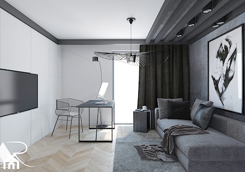 Dom pod Warszawą - Średnie w osobnym pomieszczeniu z sofą szare biuro, styl nowoczesny - zdjęcie od Małgorzata Rosińska