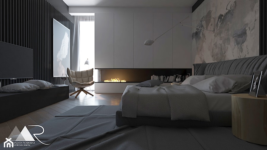 Średnia czarna sypialnia, styl minimalistyczny - zdjęcie od Małgorzata Rosińska