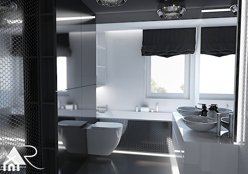 ŁAZIENKA - Średnia z dwoma umywalkami łazienka z oknem, styl glamour - zdjęcie od Małgorzata Rosińska