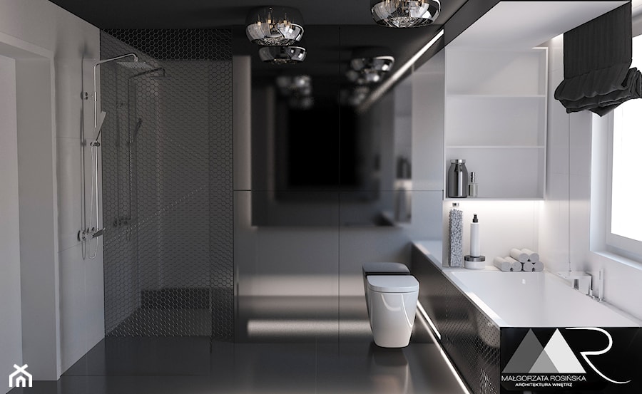 ŁAZIENKA - Średnia na poddaszu łazienka z oknem, styl glamour - zdjęcie od Małgorzata Rosińska