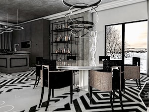 GEOMETRIC ELEGANCE - Duża biała jadalnia w kuchni, styl glamour - zdjęcie od VEYAZDESIGN