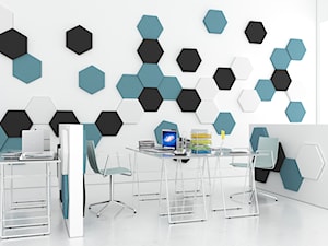 Pomysł na ścianę, aranżacja ściany, biuro, gabinet, open space, Fluffo panele ścienne 3D - zdjęcie od Fluffo