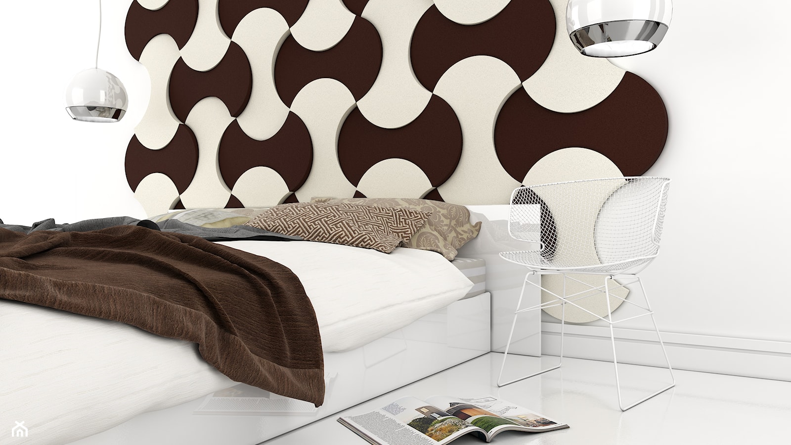 Pomysł na ścianę, aranżacja ściany, sypialnia, Fluffo panele ścienne 3D - zdjęcie od Fluffo, Fabryka Miękkich Ścian - Homebook