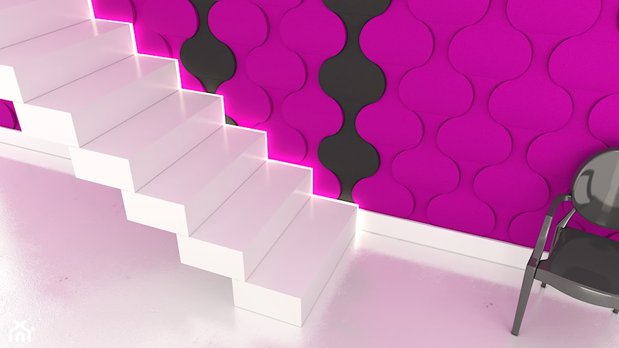 Pomysł na ścianę, aranżacja ściany, przedpokój, hall, hol, schody, Fluffo panele ścienne 3D - zdjęcie od Fluffo