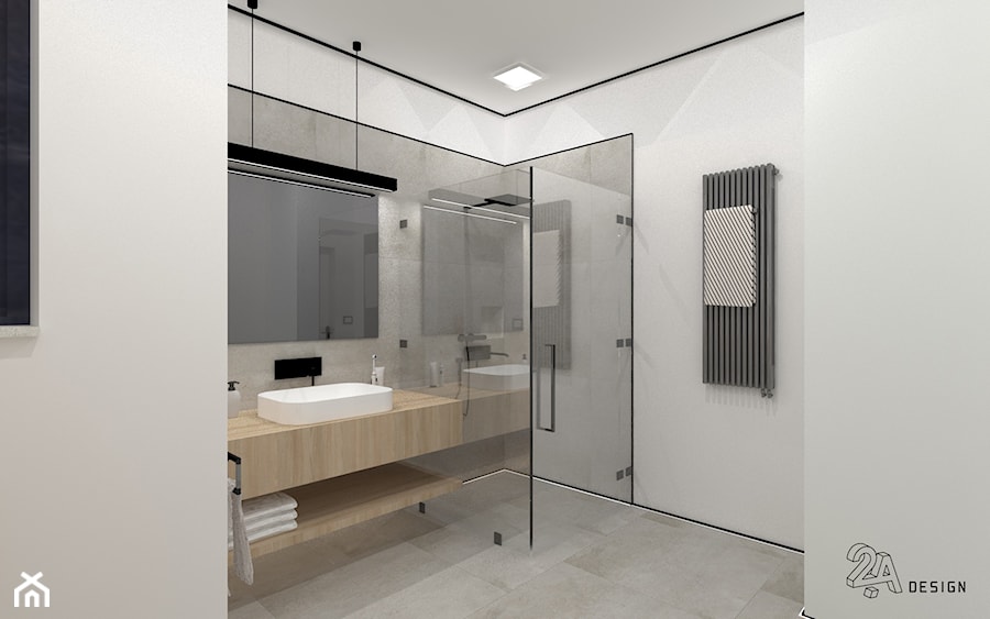 Beton i Drewno - Średnia bez okna łazienka, styl nowoczesny - zdjęcie od 2A DESIGN