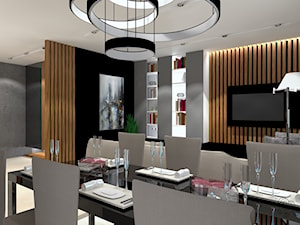 Naturalnie i Nowocześnie - Średni czarny szary salon z jadalnią, styl nowoczesny - zdjęcie od 2A DESIGN