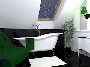Domowe Zacisze - Średnia na poddaszu z lustrem z marmurową podłogą łazienka z oknem, styl tradycyjny - zdjęcie od 2A DESIGN