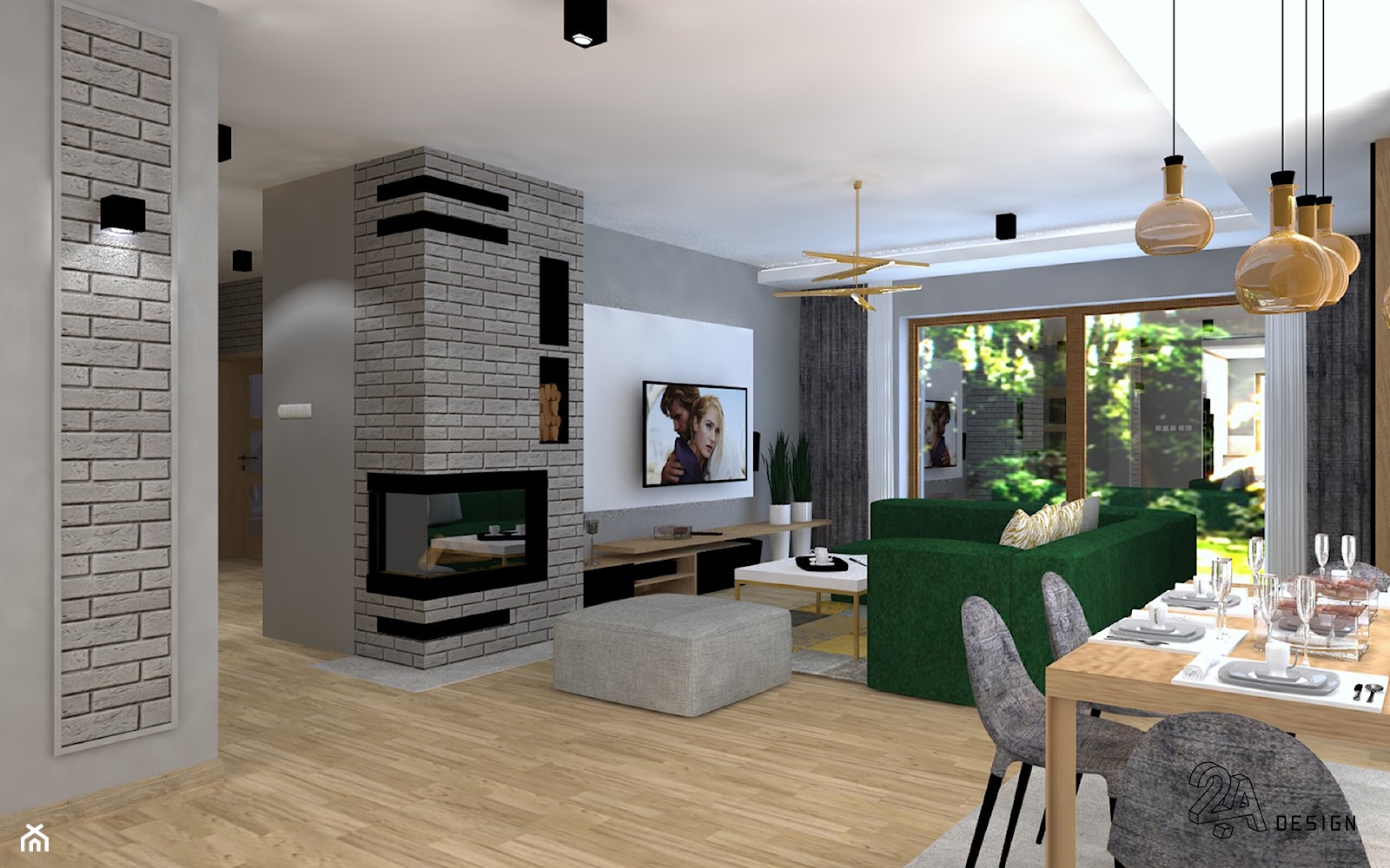 W Klimacie Greenery - Salon, styl nowoczesny - zdjęcie od 2A DESIGN - Homebook